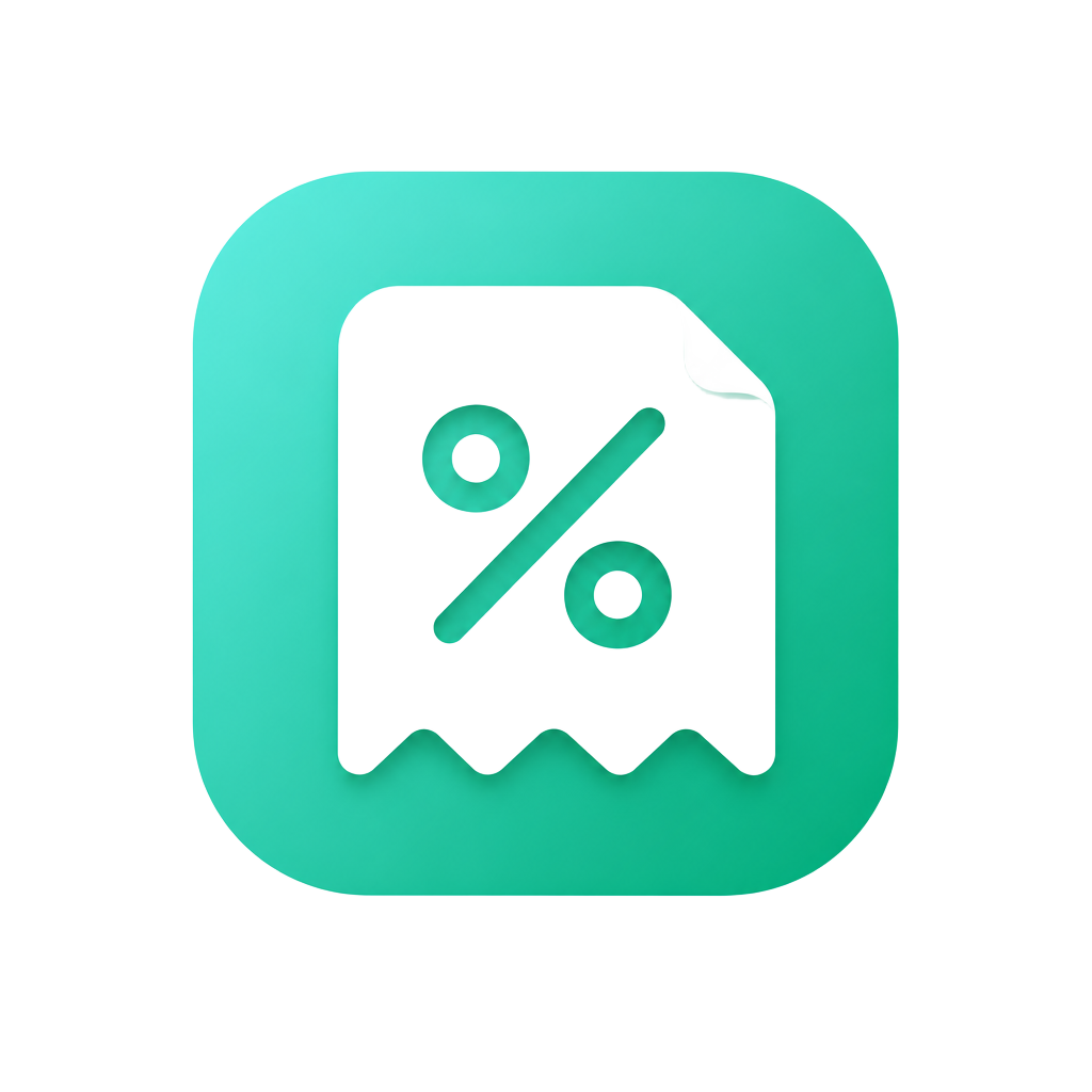 Easy Tip Split logo — receipt with percent badge